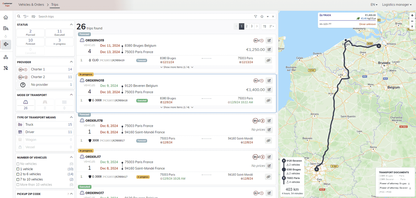 ORDER MANAGEMENT & CONTROL TOWER 1 - vue client des voyages