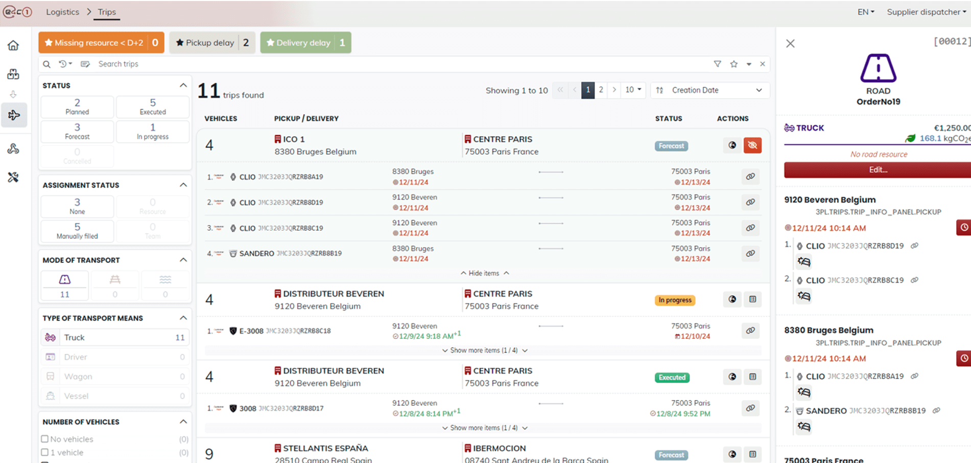 TRANSPORT MANAGEMENT 2 - web app 3PL - trips