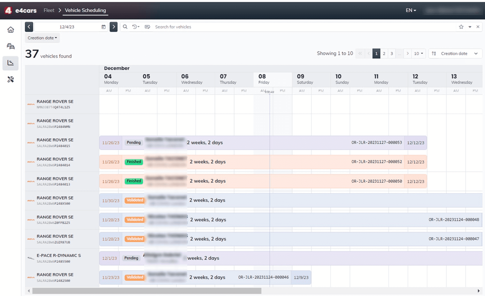 VEHICLE FLEET MANAGEMENT 3 - planning des vehicules